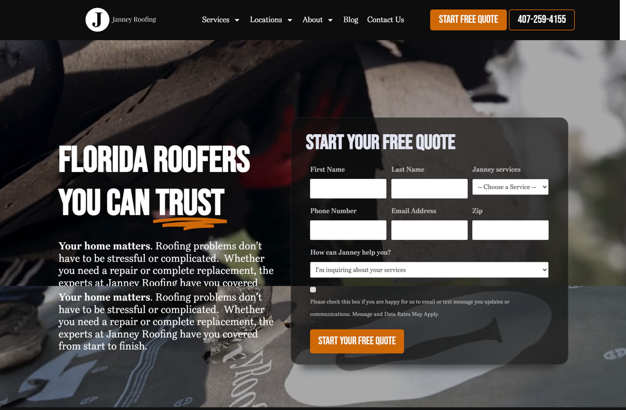 Roofing Contractor Website Design