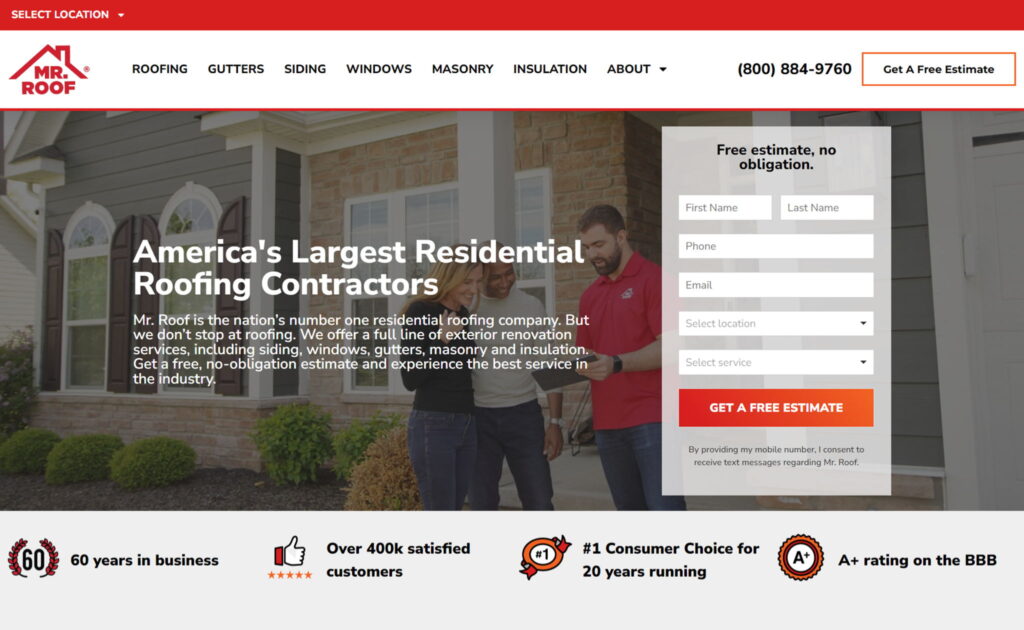 Roofing Company Website Design