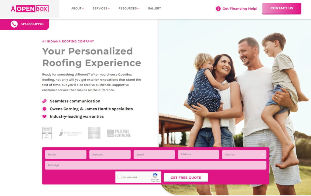 website builder for roofing company